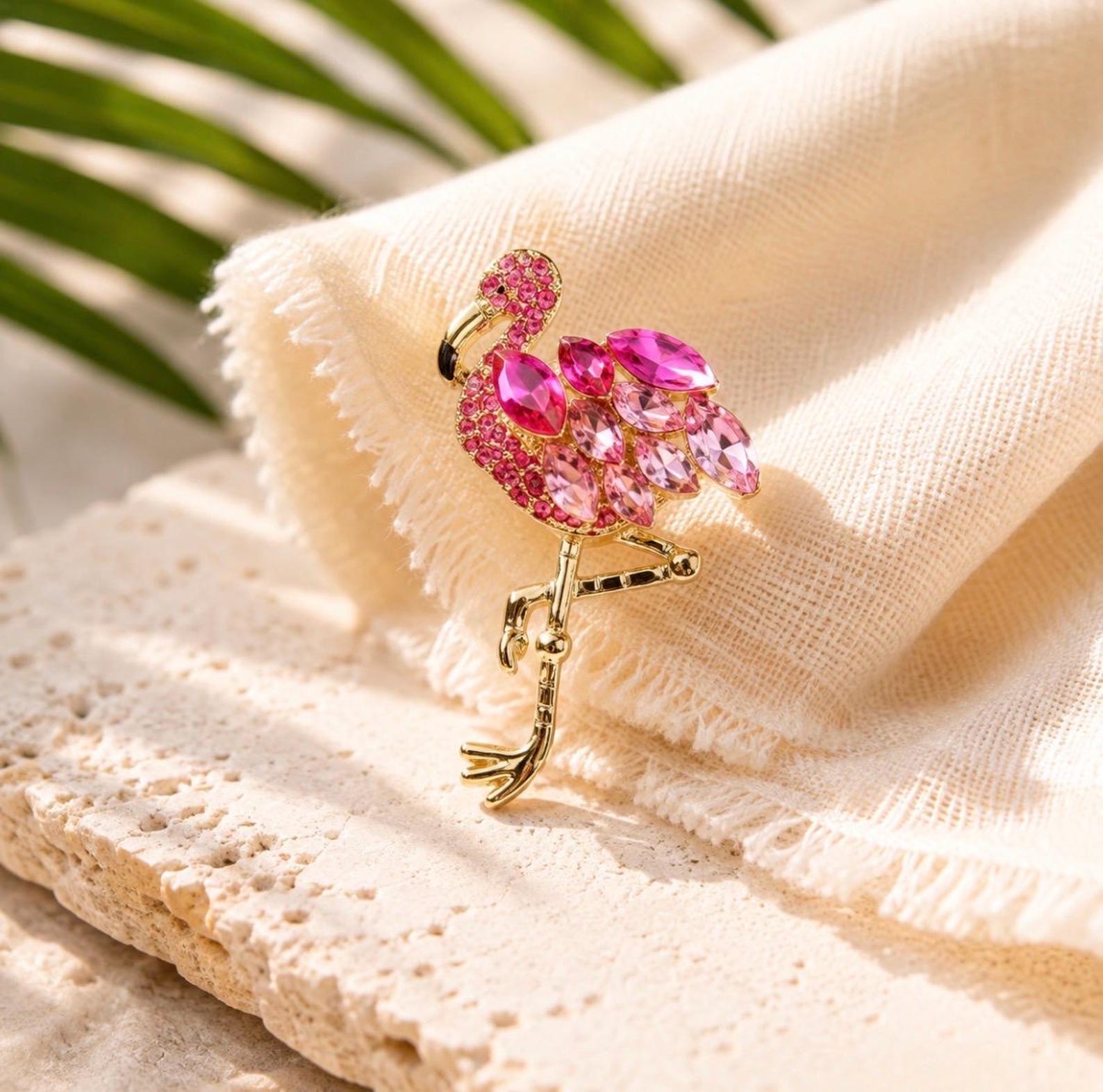 Tropical Brooch Pin – Pineapple, Flamingo, Palm Tree & Watermelon Crystal Enamel Pin