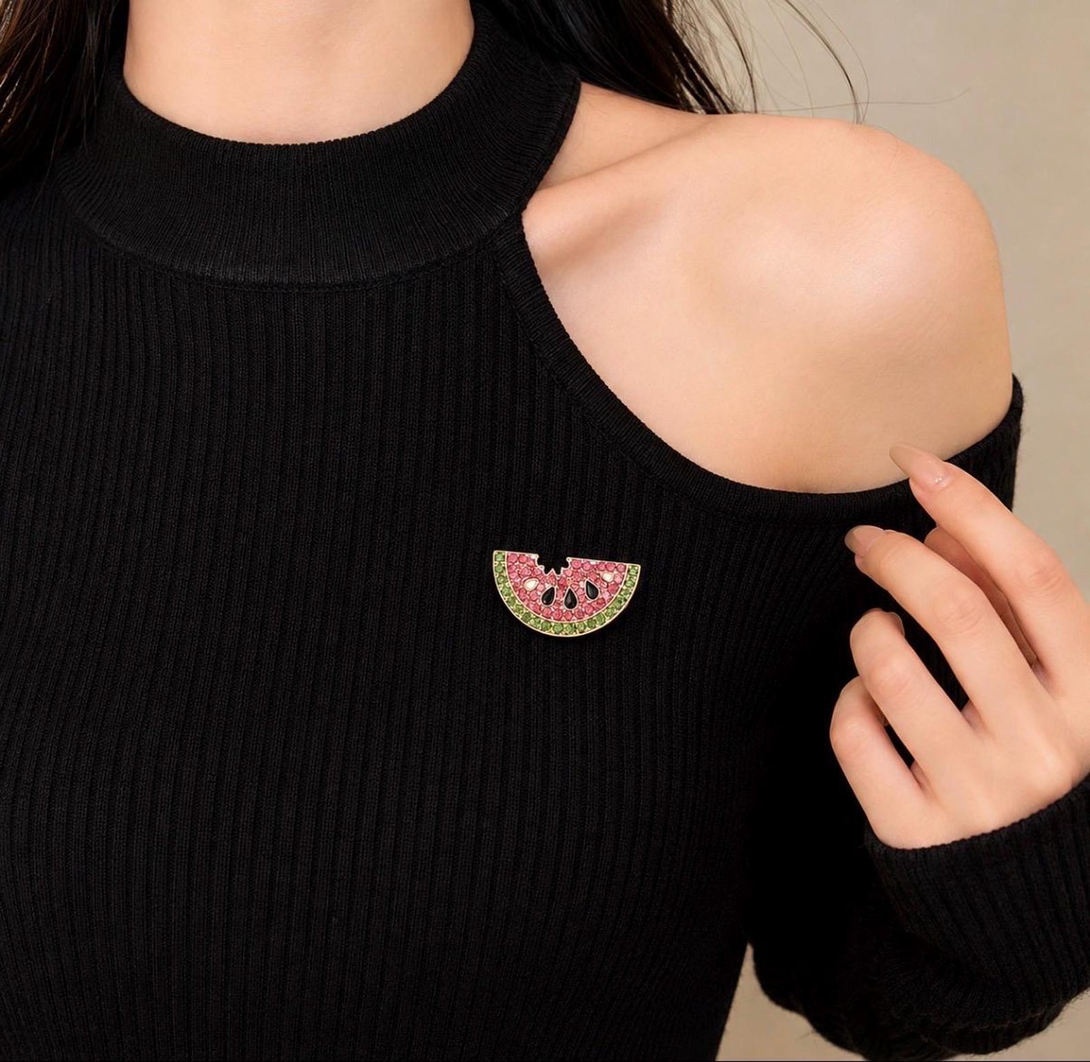 Tropical Brooch Pin – Pineapple, Flamingo, Palm Tree & Watermelon Crystal Enamel Pin