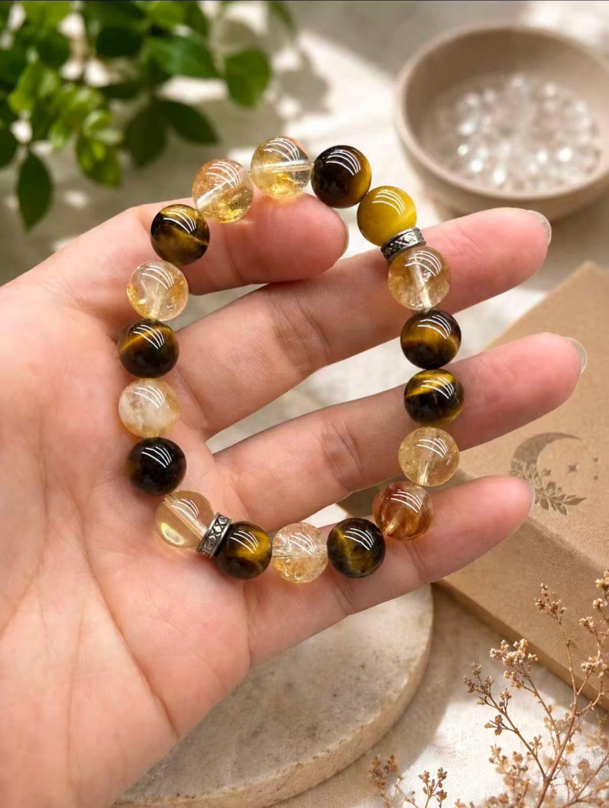 Citrine and Tiger Eye Golden Fortune natural gemstone bracelet