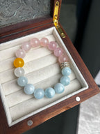 Healing Crystal Bracelet | Emotional Balance Jewelry | Calm Energy Gift for Her | Rose Quartz Aquamarine