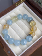 Healing Crystal Bracelet | Calm Energy & Stress Relief | Aquamarine Citrine Jewelry Gift Women