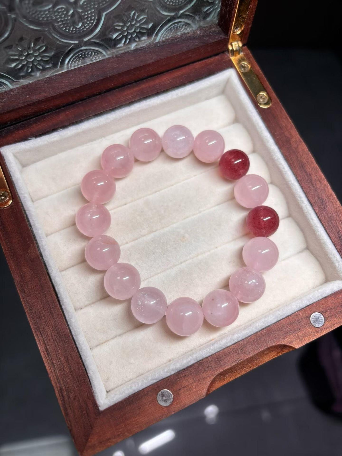 Rose Quartz Strawberry Bracelet | Love Attraction, Self Love Healing, Feminine Energy Gemstone