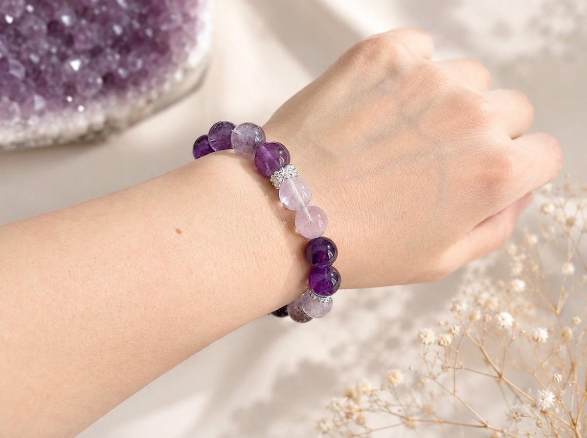 Natural Amethyst Crystal Bracelet | Uruguay, Brazilian, Lavender Amethyst Beads | February Birthstone, Peace & Clarity Gift