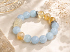 Healing Crystal Bracelet | Calm Energy & Stress Relief | Aquamarine Citrine Jewelry Gift Women