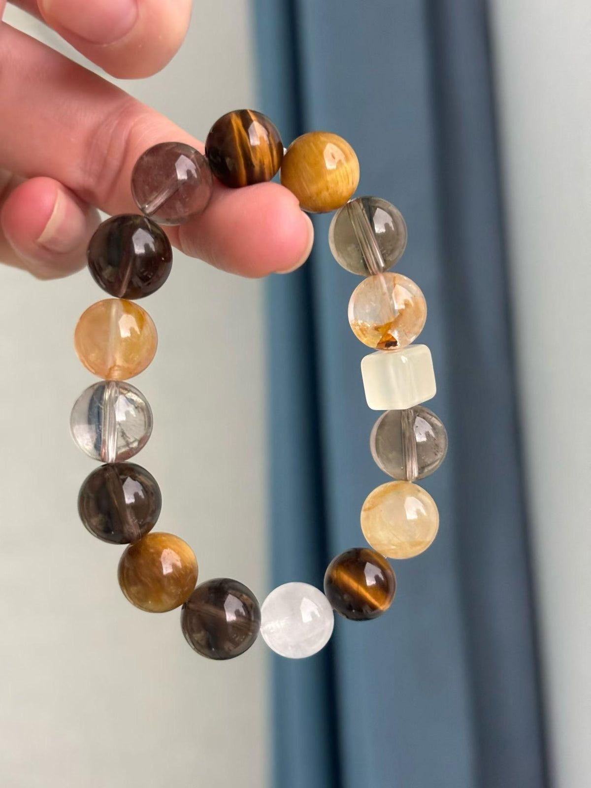 Golden Energy Bracelet | Citrine, Tiger Eye, Smoky Quartz, Rutilated, White Phantom