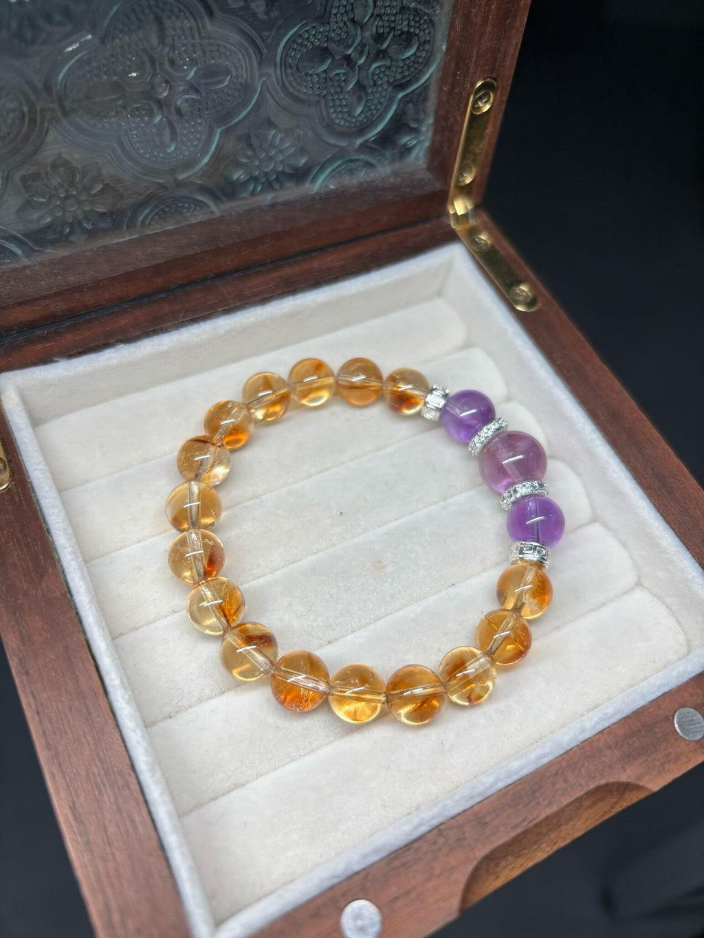 Abundance Crystal Bracelet | Citrine Amethyst Bracelet | Wealth & Positive Energy Gift