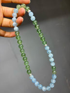 Aquamarine Bracelet | Calm Mind & Communication Crystal | Green Strawberry Quartz Healing Gift
