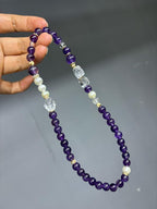 Amethyst Crystal Bracelet | Pearl & Clear Quartz Healing Jewelry | Stress Relief Gift for Her