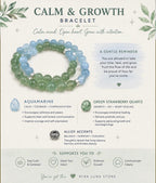 Aquamarine Bracelet | Calm Mind & Communication Crystal | Green Strawberry Quartz Healing Gift